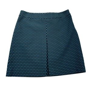 Ann‎ Taylor Loft Skirt Womens 8P Black Blue Geometric A-Line Mini Career Petite